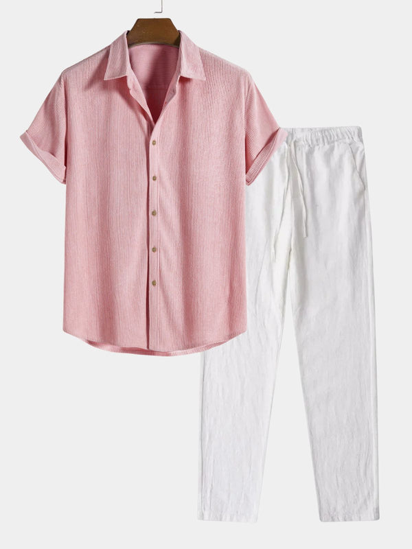Men's Camp Collar Shirt and Drawstring Pants Set