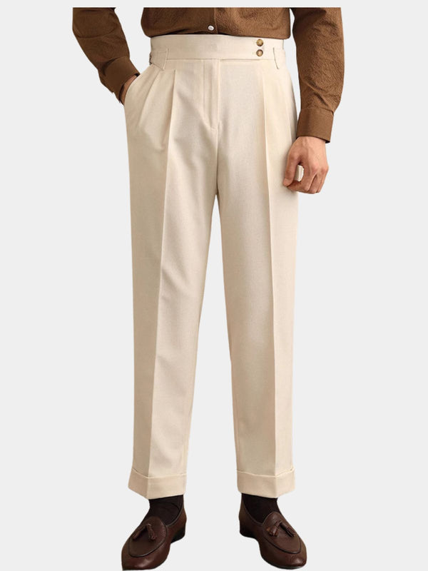 Men's Pleated Cuffed Trousers