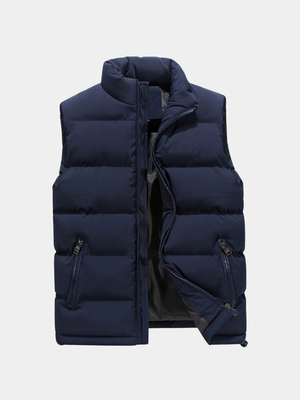 Men's Stand Collar Zip-Up Puffer Vest