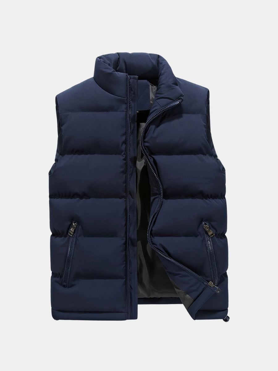 Men's Stand Collar Zip-Up Puffer Vest