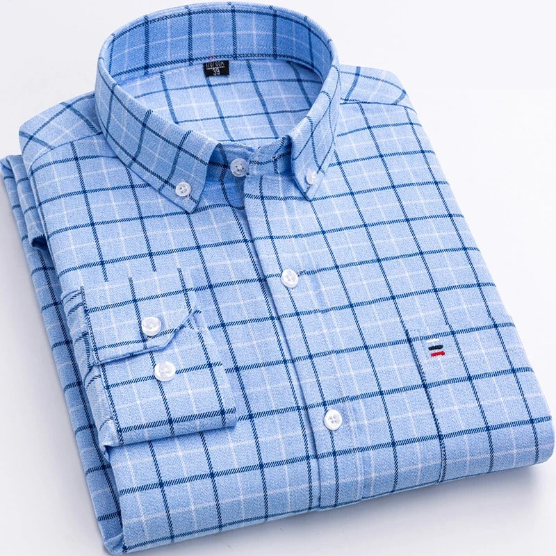 Men's Button-Up Plaid Shirt