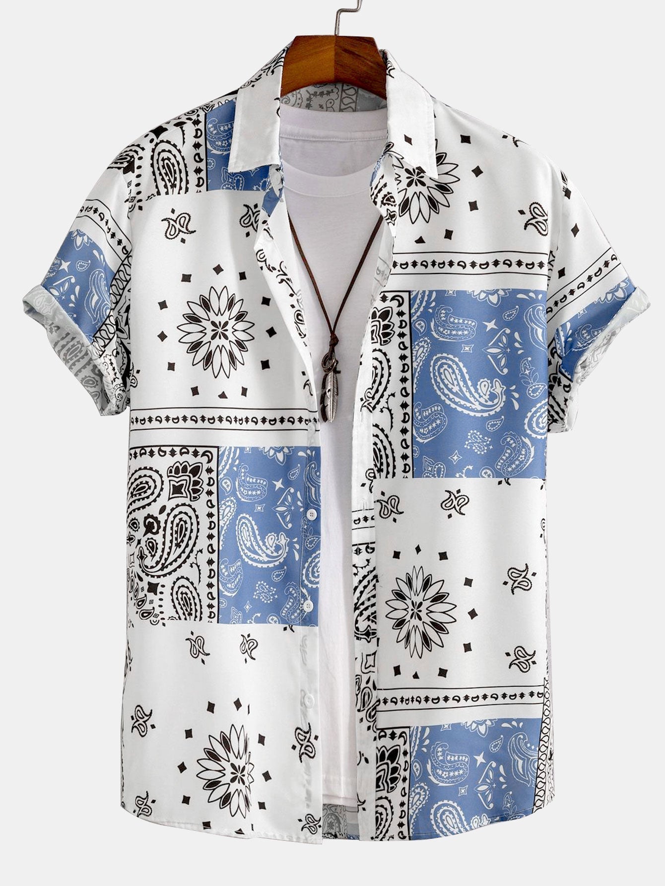 Men's Bandana Print Button-Up Shirt