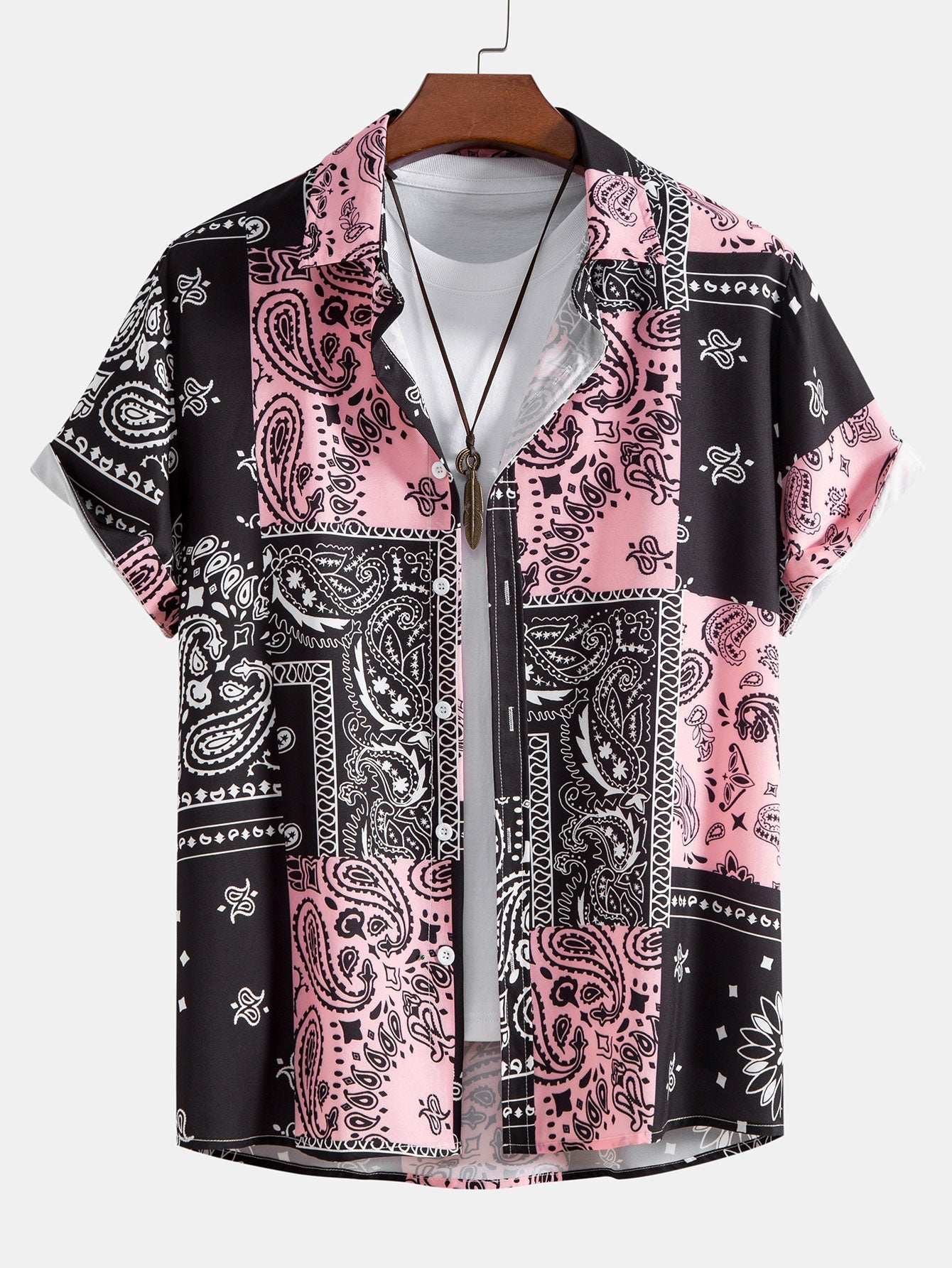 Men's Bandana Print Button-Up Shirt
