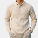 Men's Textured Polo Sweater