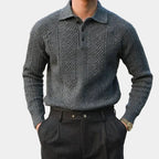 Men's Textured Polo Sweater