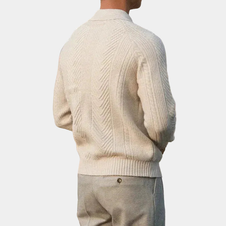 Men's Textured Polo Sweater