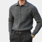 Men's Textured Polo Sweater