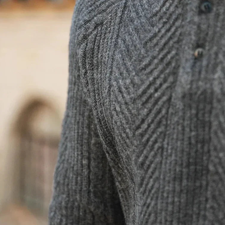 Men's Textured Polo Sweater
