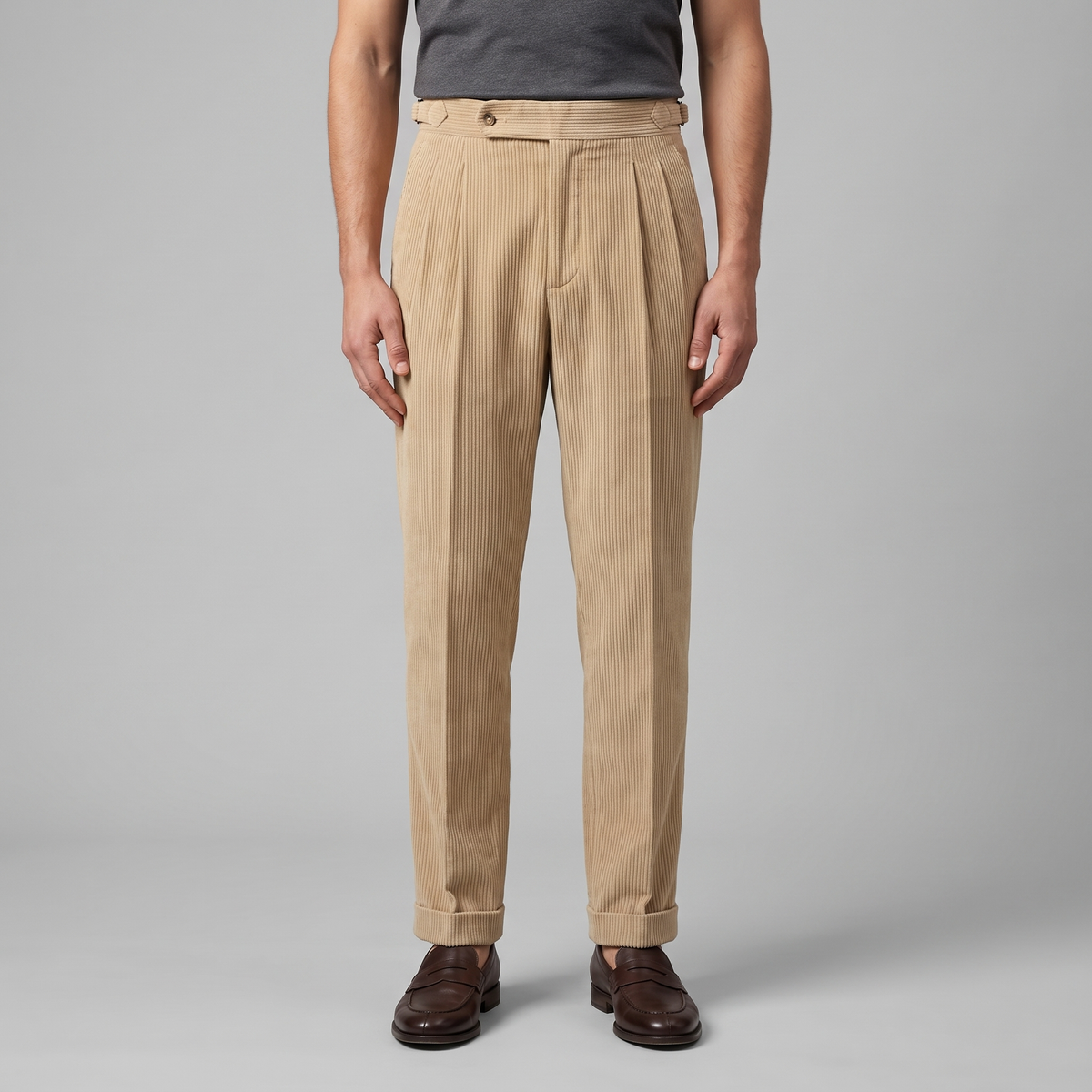 Men's Adjustable Waist Pleated Pants