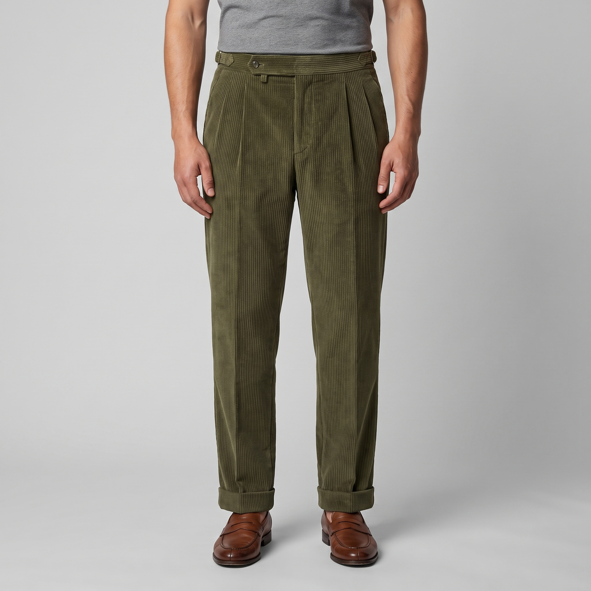 Men's Adjustable Waist Pleated Pants