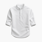 Men's Band Collar Shirt and Cargo Shorts Set