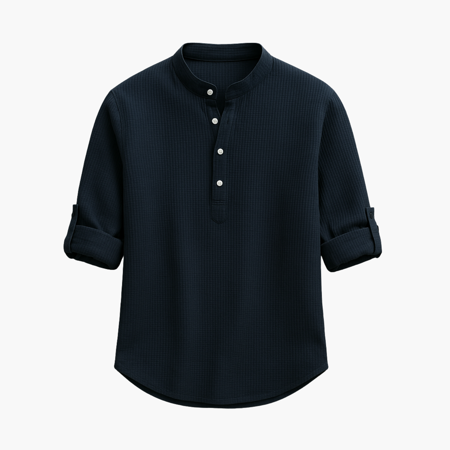 Men's Band Collar Shirt and Cargo Shorts Set