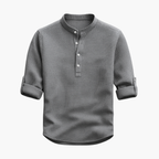 Men's Band Collar Shirt and Cargo Shorts Set