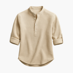 Men's Band Collar Shirt and Cargo Shorts Set