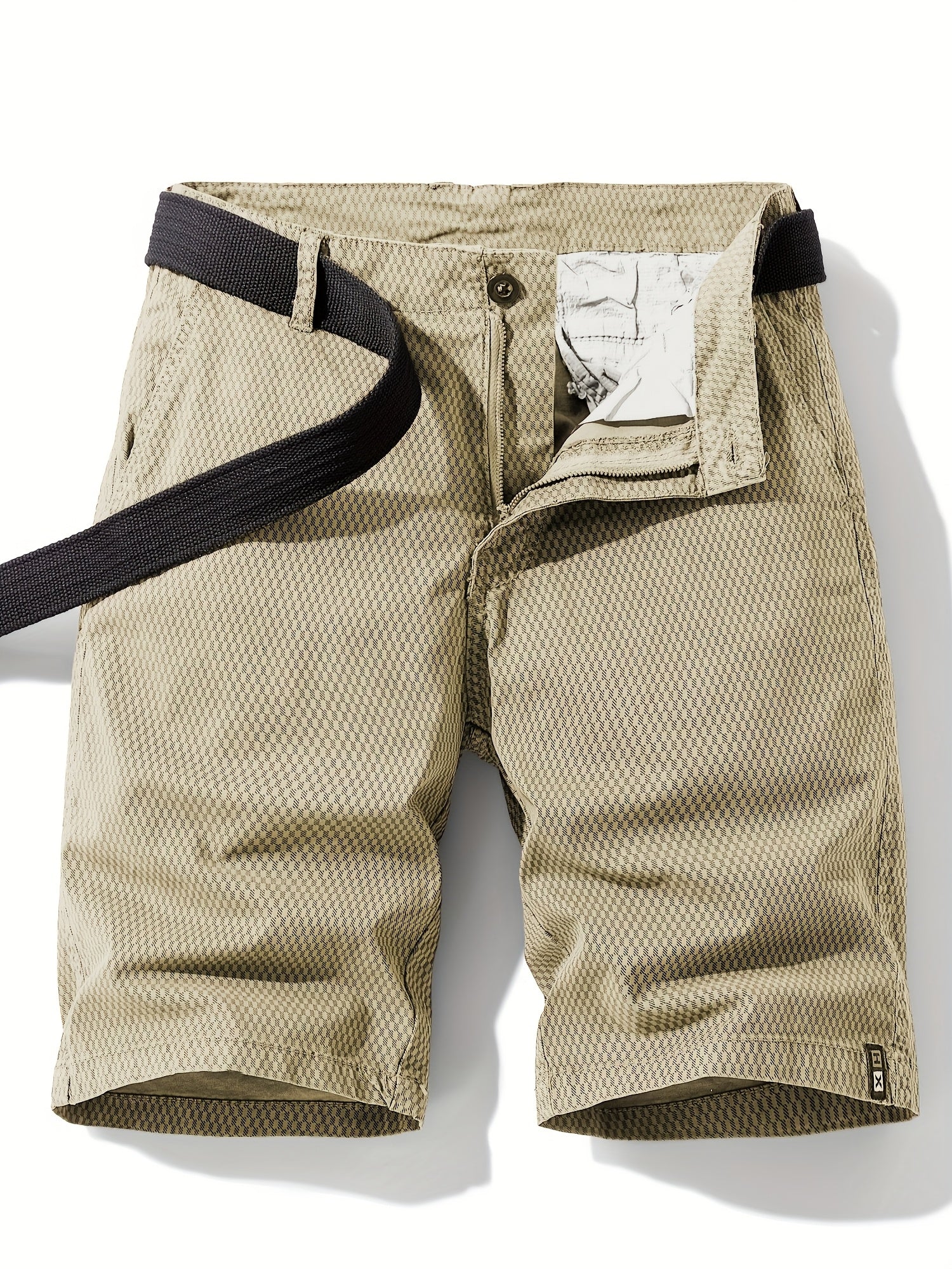 Men's Belted Button Zip Shorts