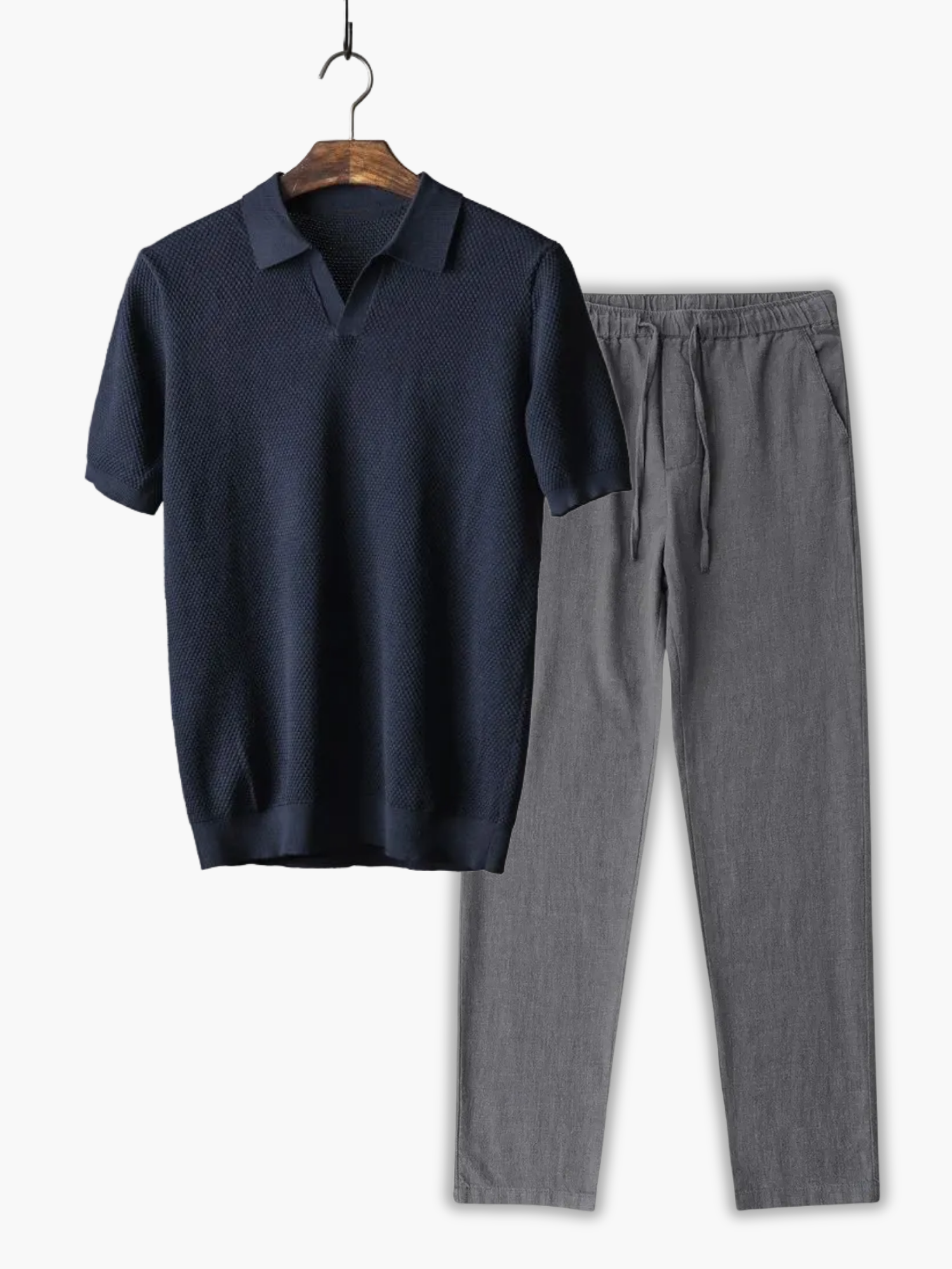 Men's Birdseye Polo and Drawstring Pants Set