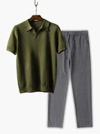 Men's Birdseye Polo and Drawstring Pants Set