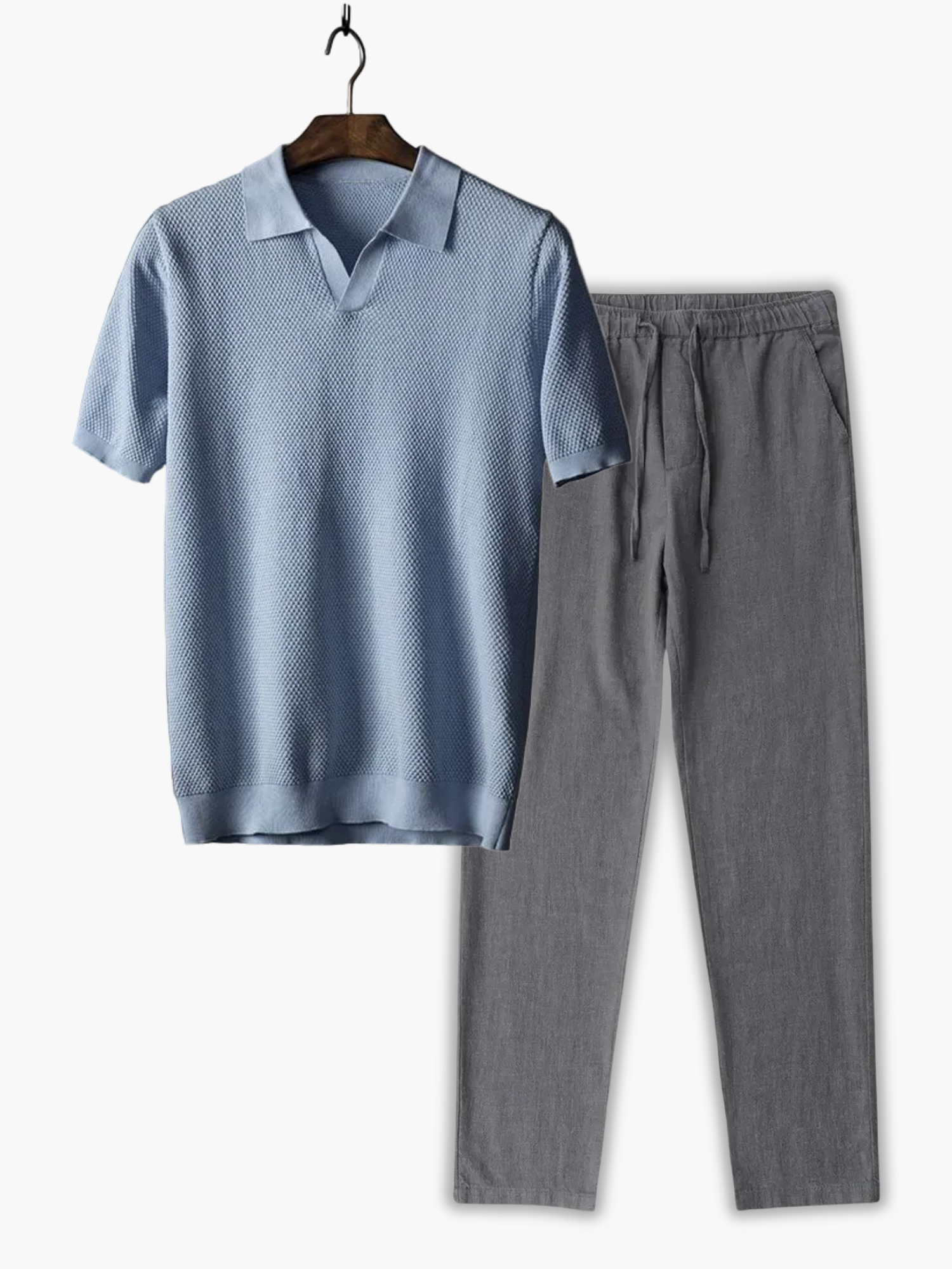 Men's Birdseye Polo and Drawstring Pants Set