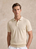 Men's Button Placket Ribbed Collar Polo Shirt