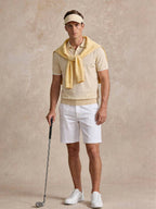 Men's Button Placket Ribbed Collar Polo Shirt