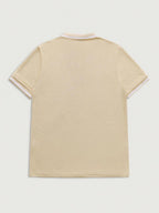 Men's Button Placket Ribbed Collar Polo Shirt