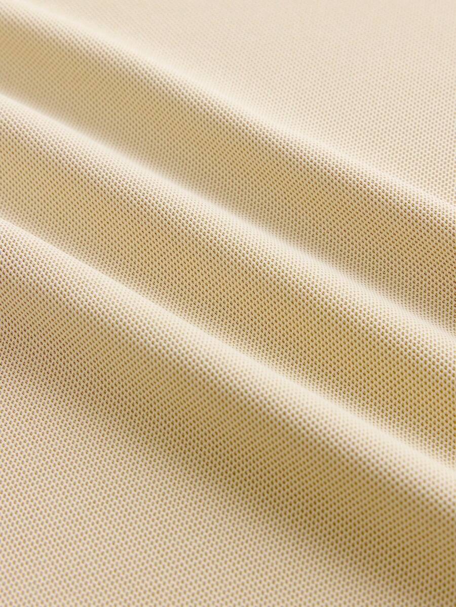 Men's Button Placket Ribbed Collar Polo Shirt