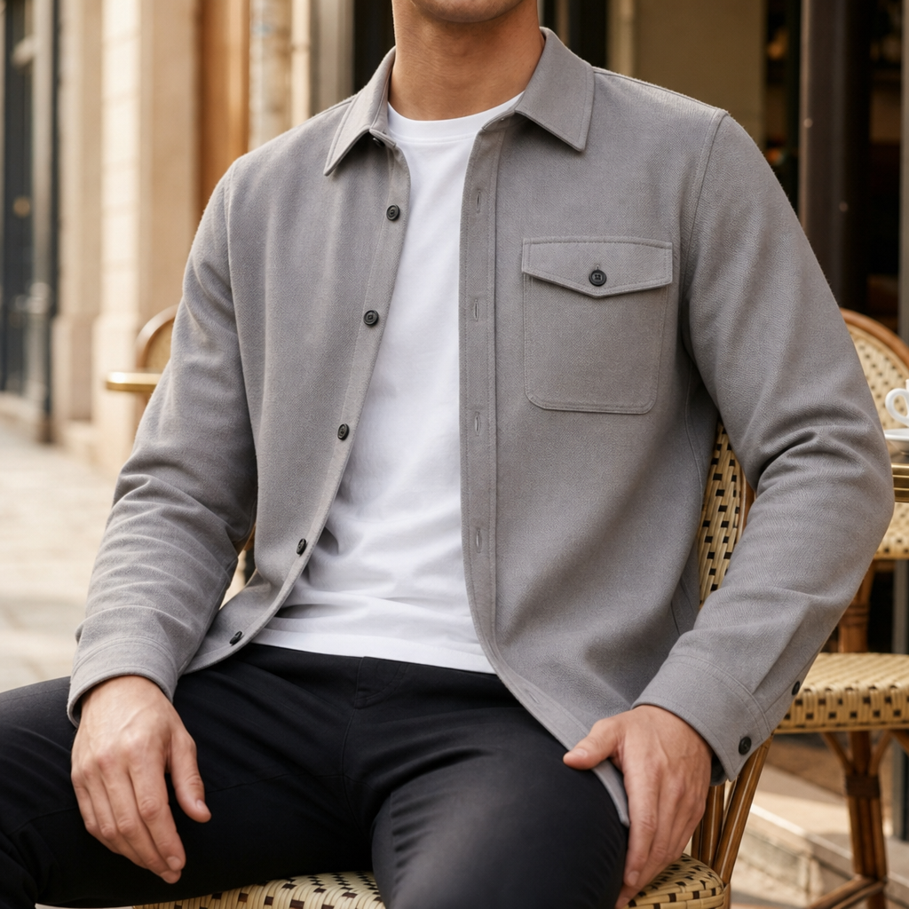 Men's Button-Up Long Sleeve Overshirt