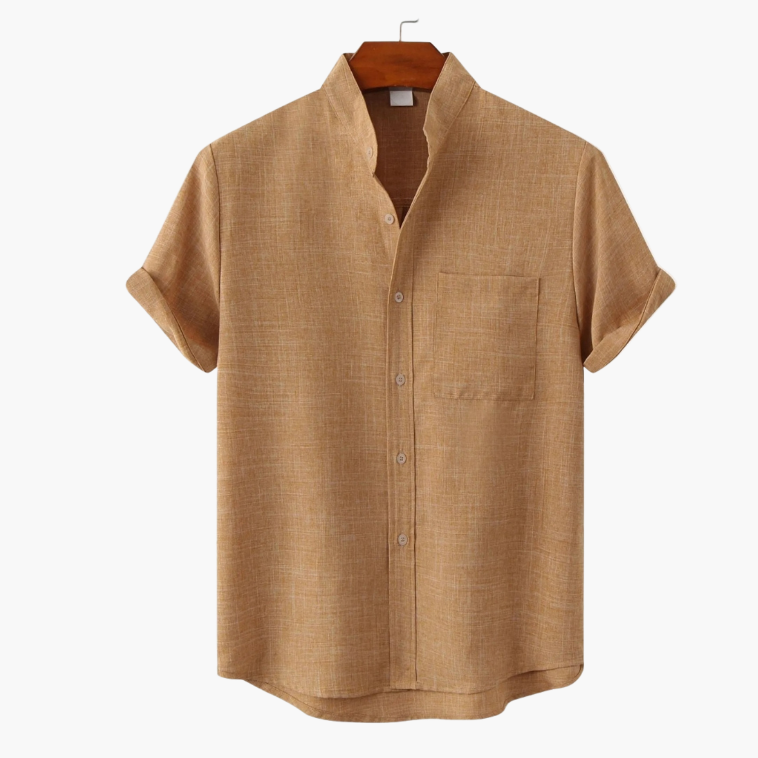 Men's Button-Up Mandarin Shirt and Cargo Shorts Set