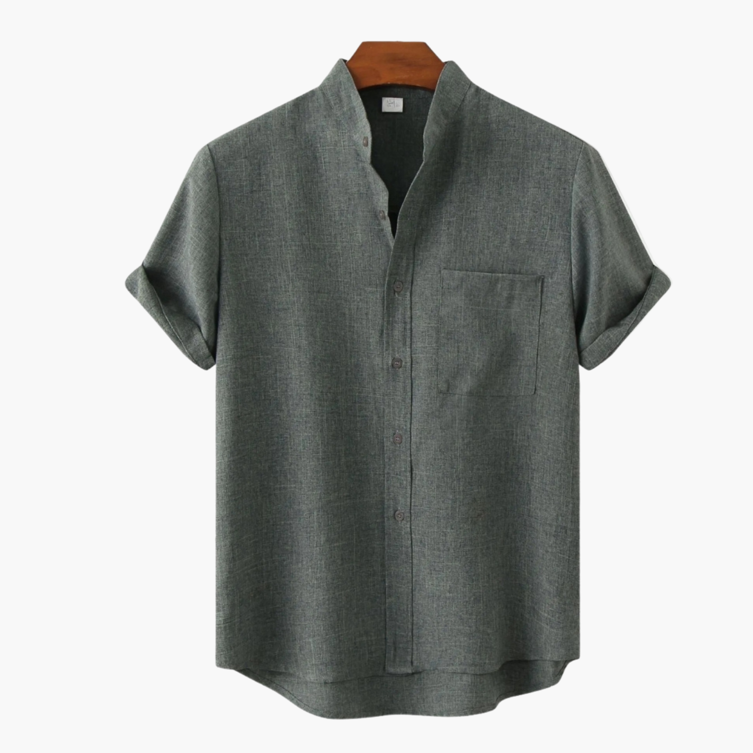 Men's Button-Up Mandarin Shirt and Cargo Shorts Set