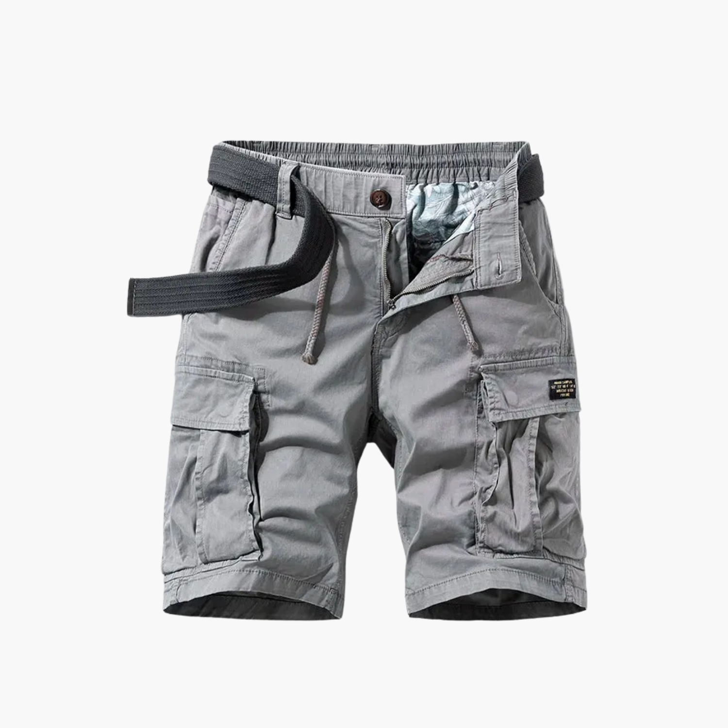 Men's Button-Up Mandarin Shirt and Cargo Shorts Set