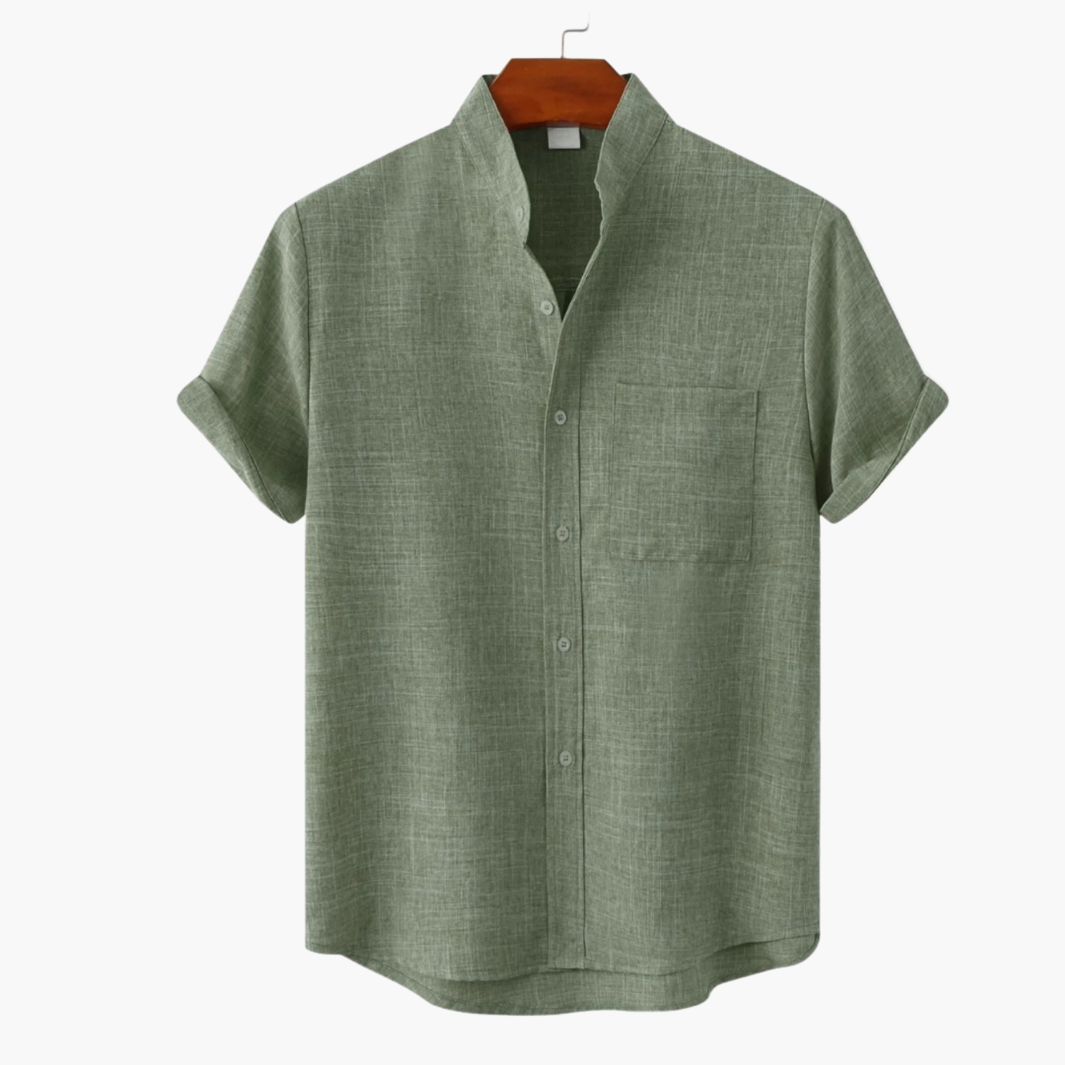 Men's Button-Up Mandarin Shirt and Cargo Shorts Set