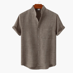 Men's Button-Up Mandarin Shirt and Cargo Shorts Set
