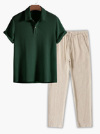 Men's Button-Up Polo Set