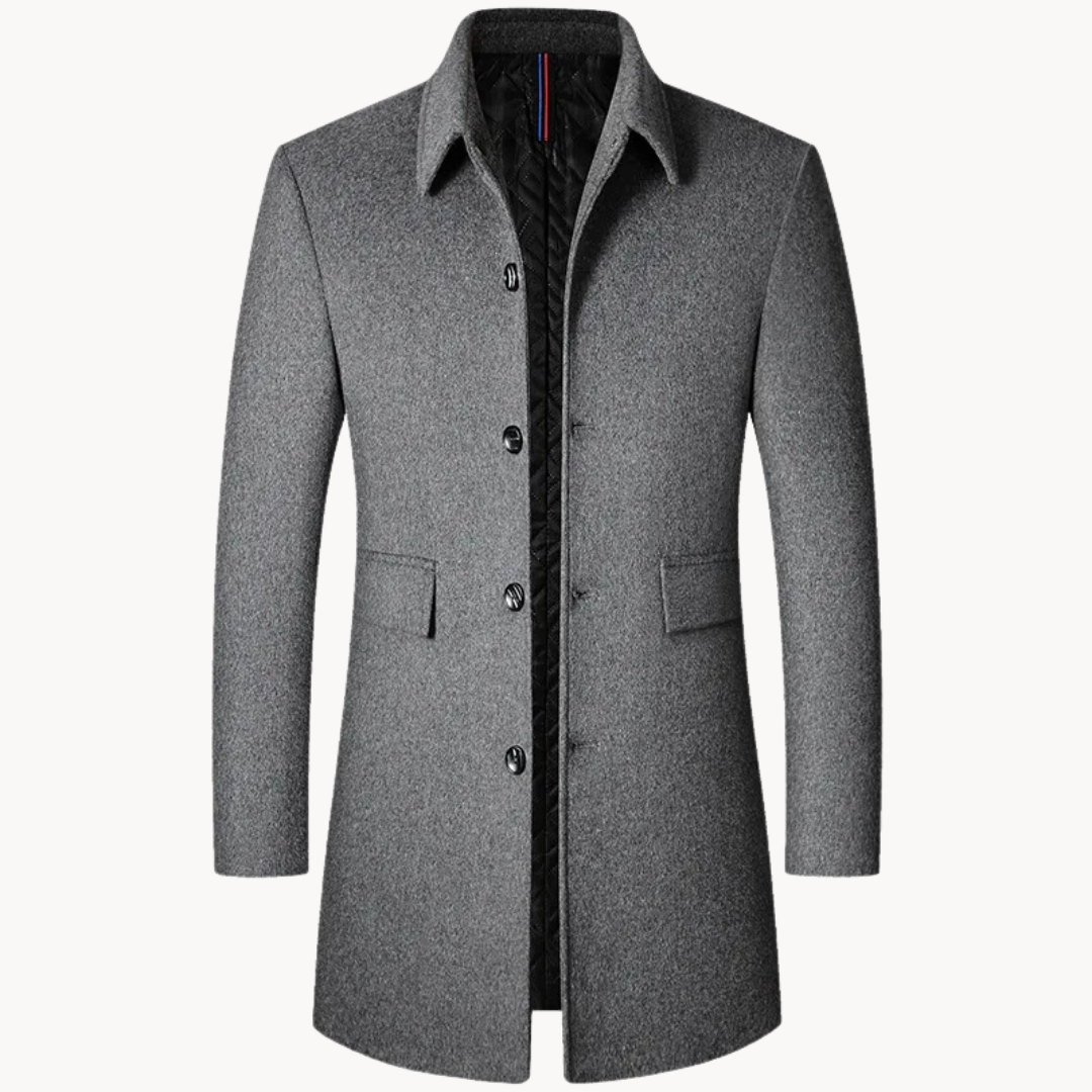 Men's Button-Up Quilted-Lined Overcoat