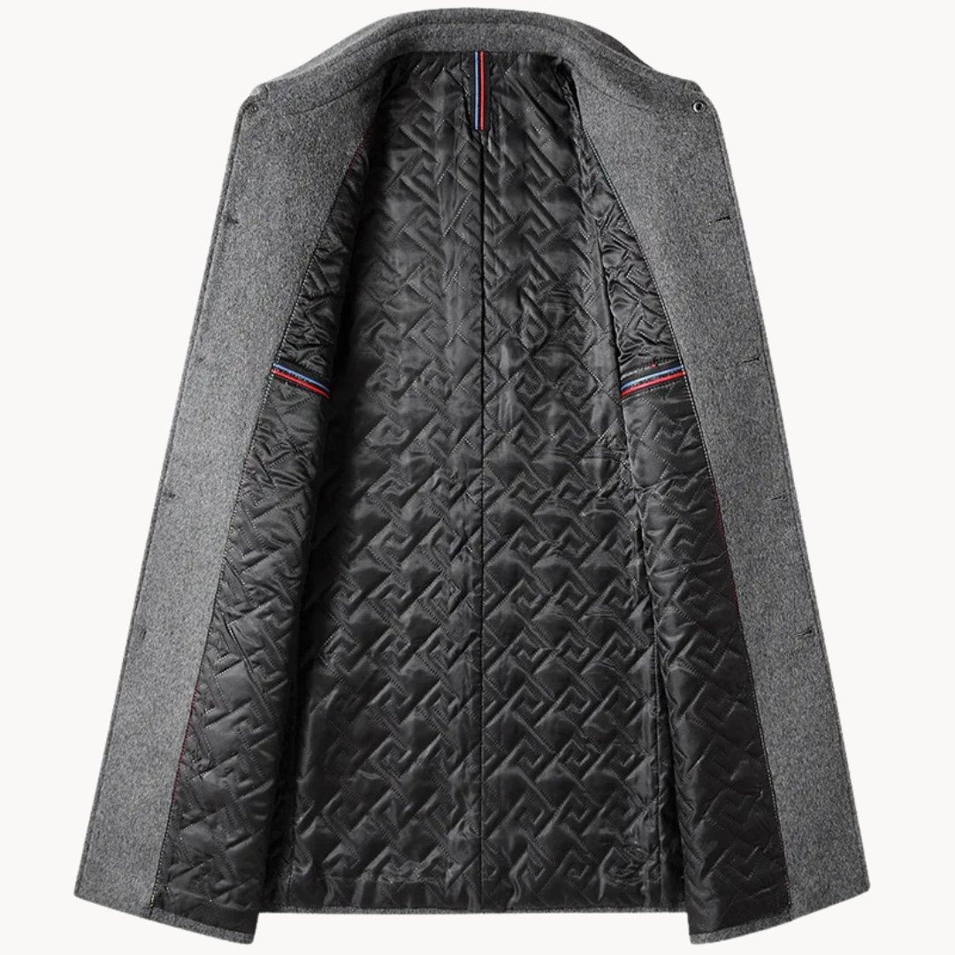 Men's Button-Up Quilted-Lined Overcoat