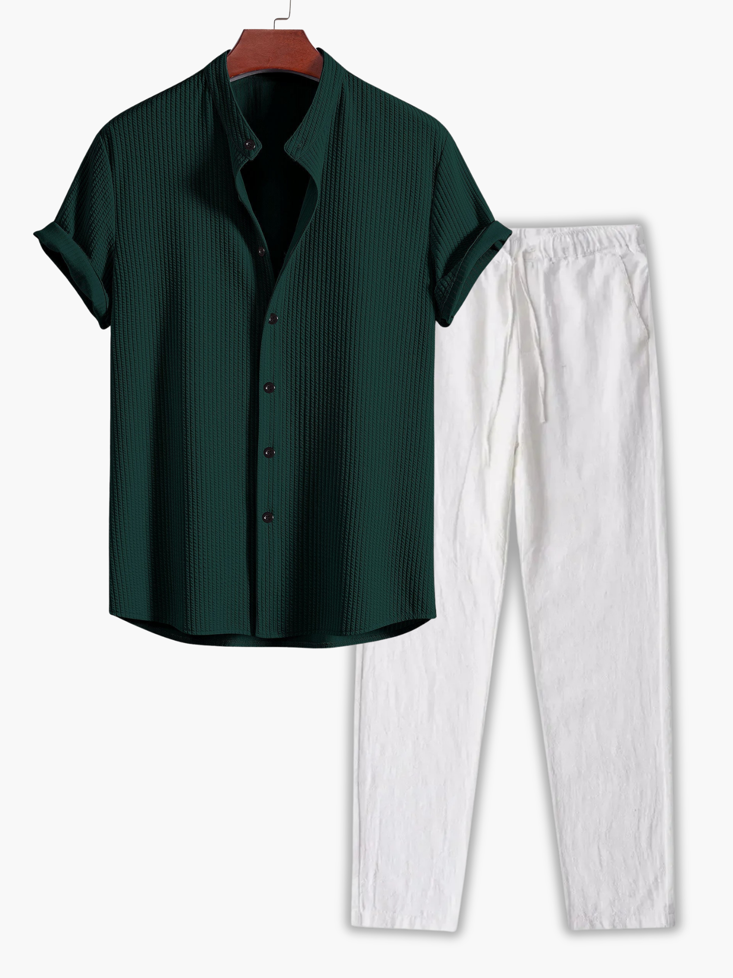 Men's Button-Up Shirt and Drawstring Pants Set