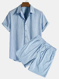 Men's Button-Up Shirt and Shorts Set
