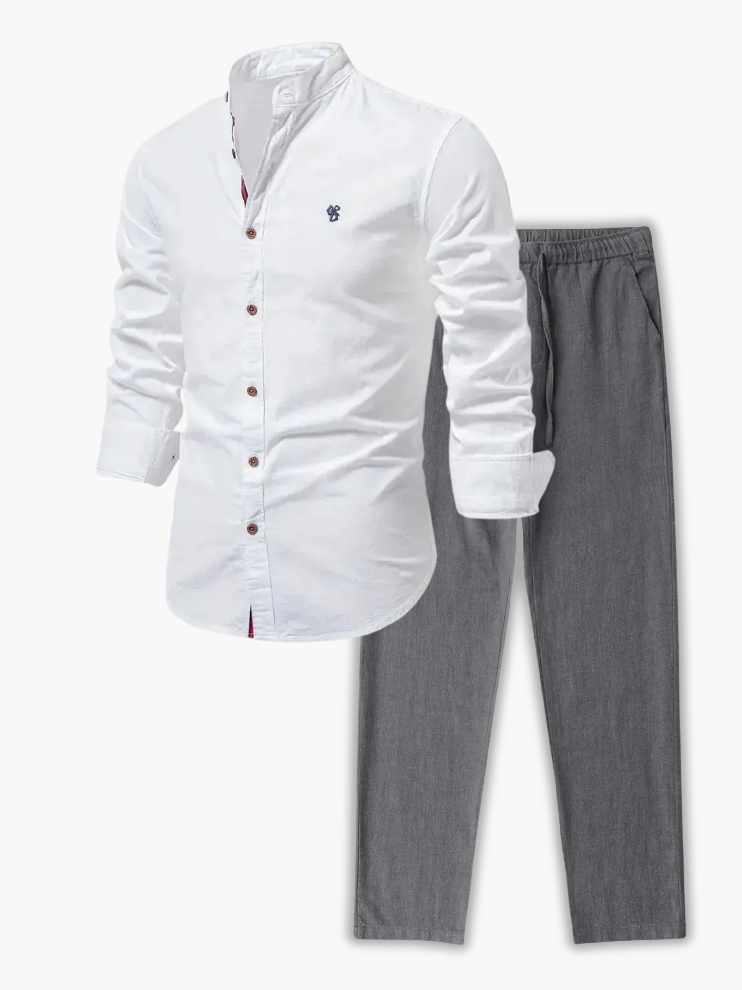 Men's Button-Up Stand Collar Set