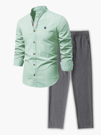 Men's Button-Up Stand Collar Set