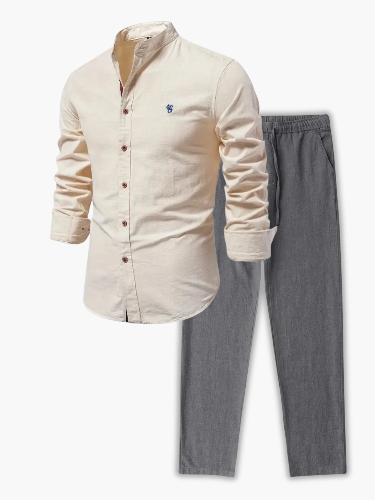 Men's Button-Up Stand Collar Set