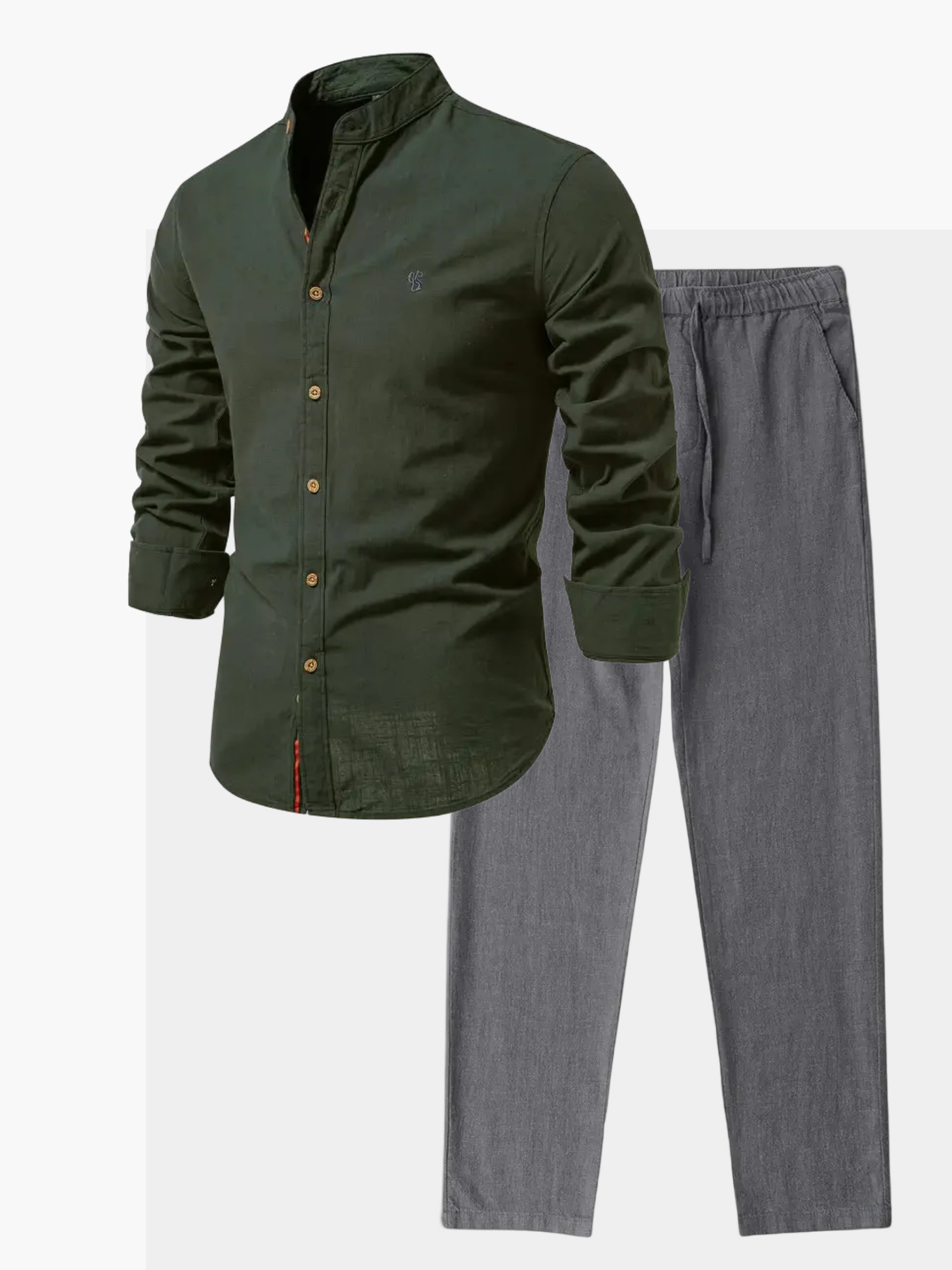 Men's Button-Up Stand Collar Set