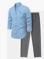Men's Button-Up Stand Collar Set