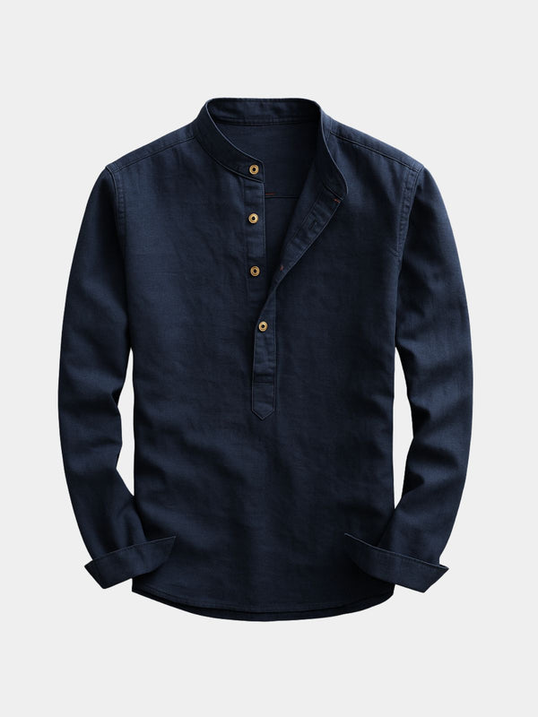Men's Buttoned High Collar Shirt