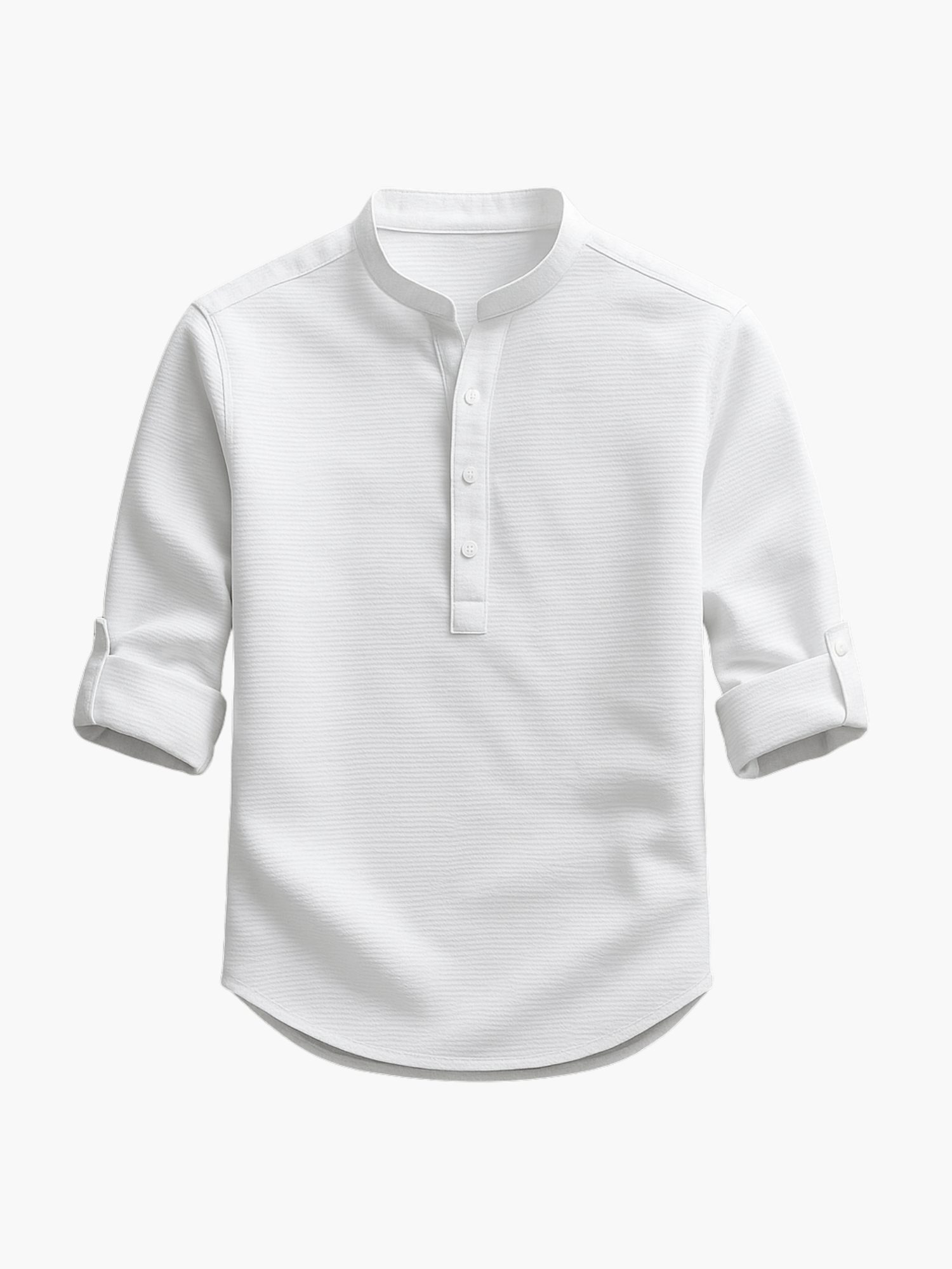 Men's Buttoned Mandarin Collar Shirt and Pants Set