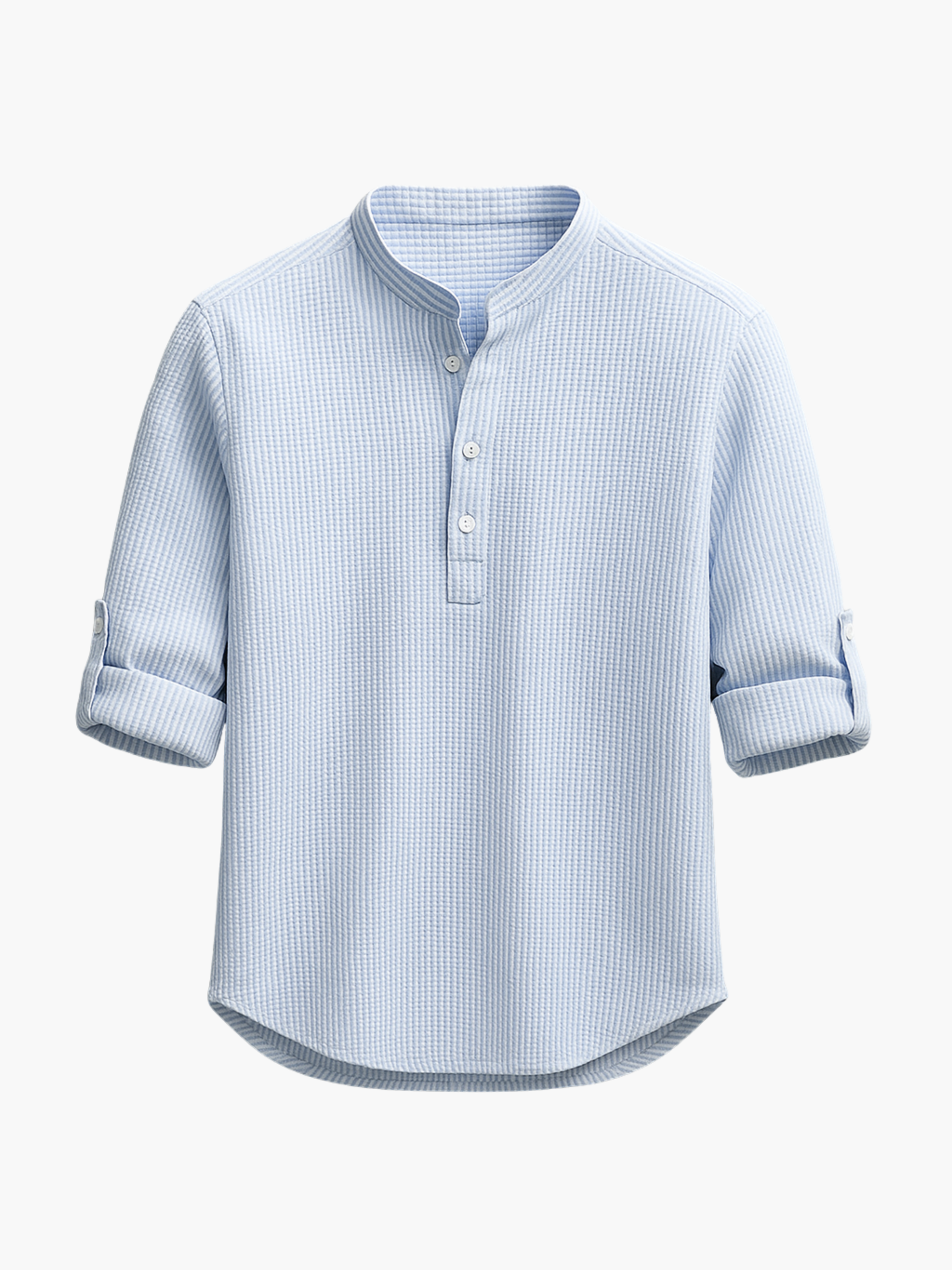 Men's Buttoned Mandarin Collar Shirt and Pants Set