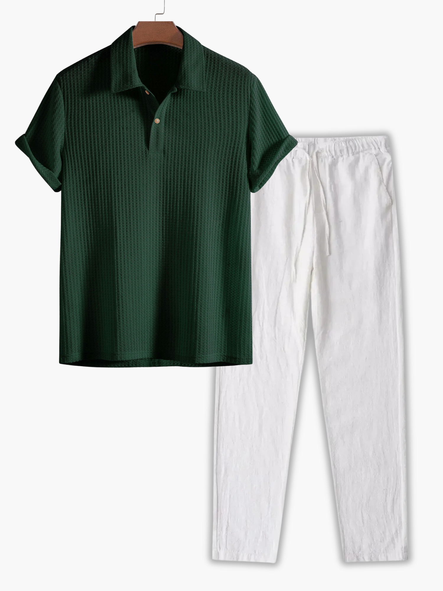 Men's Buttoned Polo and Drawstring Pants Set