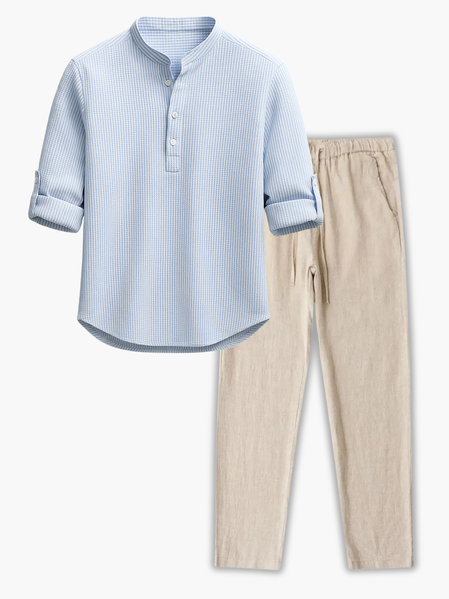 Men's Buttoned Shirt and Drawstring Pants Set