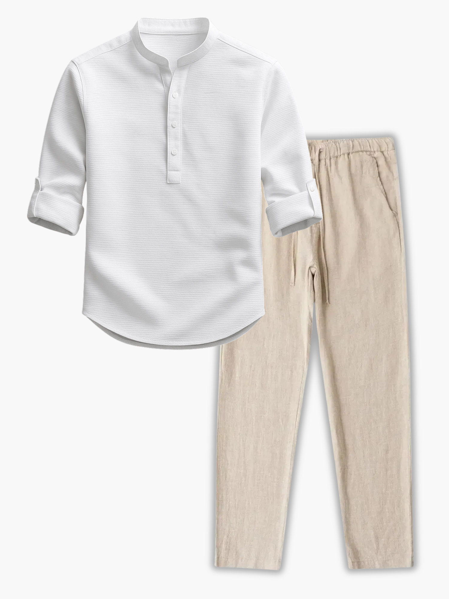 Men's Buttoned Shirt and Drawstring Pants Set