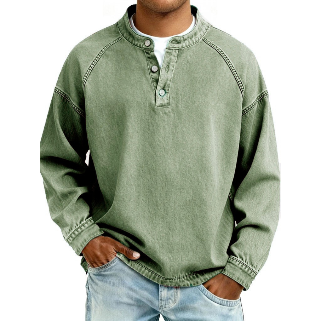 Men's Buttoned Stand Collar Shirt
