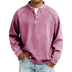 Men's Buttoned Stand Collar Shirt